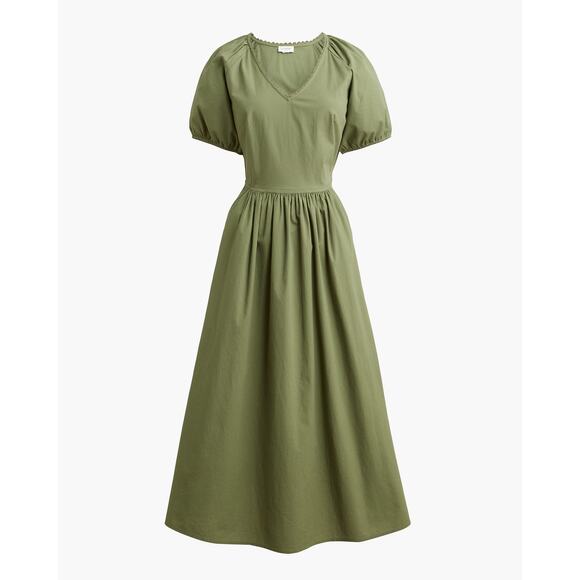 knee length dresses for ladies Jasmine Embroidered Lace Dress in White/Green main image 1